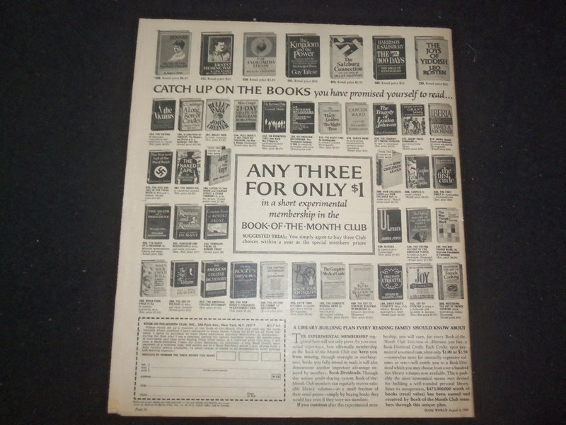 1969 JULY 20, 27 & AUG 3 CHICAGO TRIBUNE BOOK WORLD SECTIONS -LOT OF 3- NP 8077