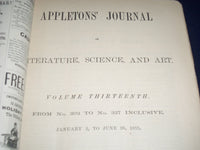 1875 JAN 2- MAR 27 APPLETONS' JOURNAL MAGAZINE BOUND VOL. - 13 ISSUES - KD 2302