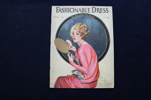 1924 OCT FASHIONABLE DRESS MAGAZINE - WOMAN LOOKING IN A MIRROR COVER - E 11306