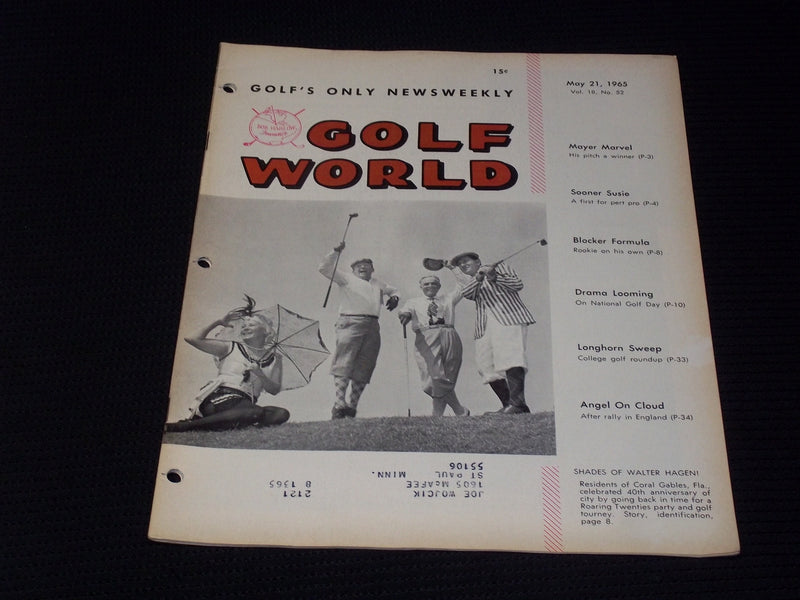 1965 MAY 21 GOLF WORLD MAGAZINE - SHADES OF HAGEN IN CORAL GABLES COVER - E 7330