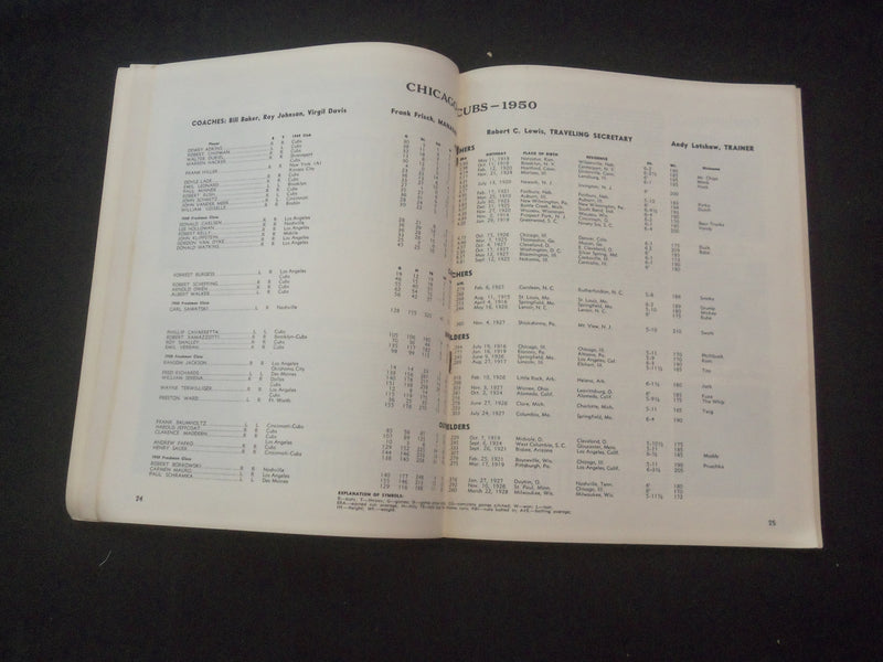 1950 CHICAGO CUBS YEAR BOOK - J 7850