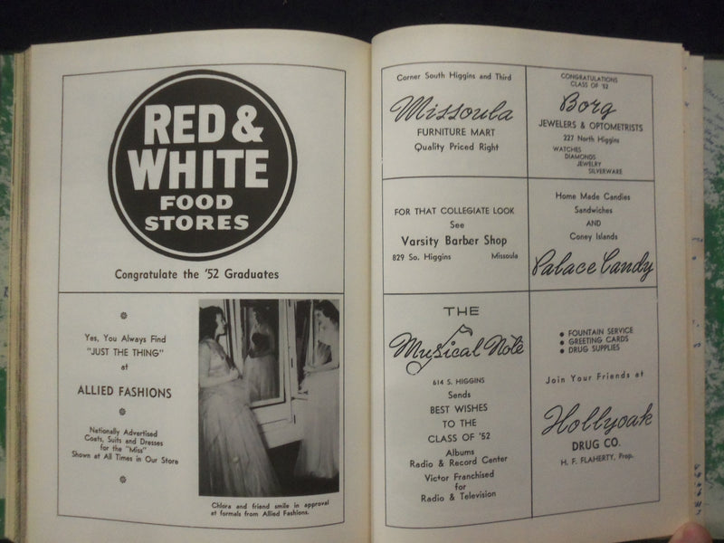 1952 THE BITTER ROOT MISSOULA COUNTY HIGH SCHOOL YEARBOOK-MISSOULA, MO - YB 3327