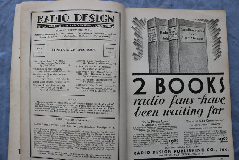 1930 SUMMER RADIO DESIGN SOFTCOVER HANDBOOK - THE AUTO PILOT RECEIVER - K 319