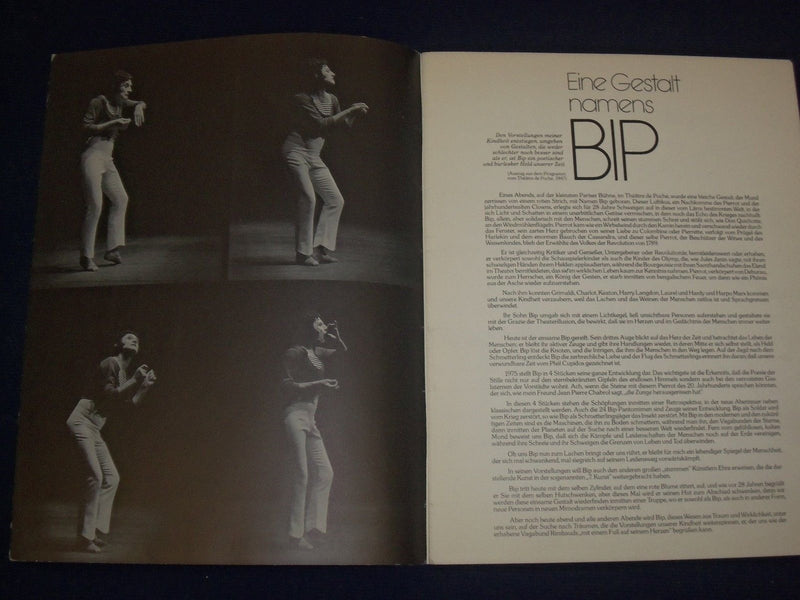 1976 EINE GESTALT NAMENS BIP GERMAN THEATRE PROGRAM - MARCEL MARCEAU - J 1815