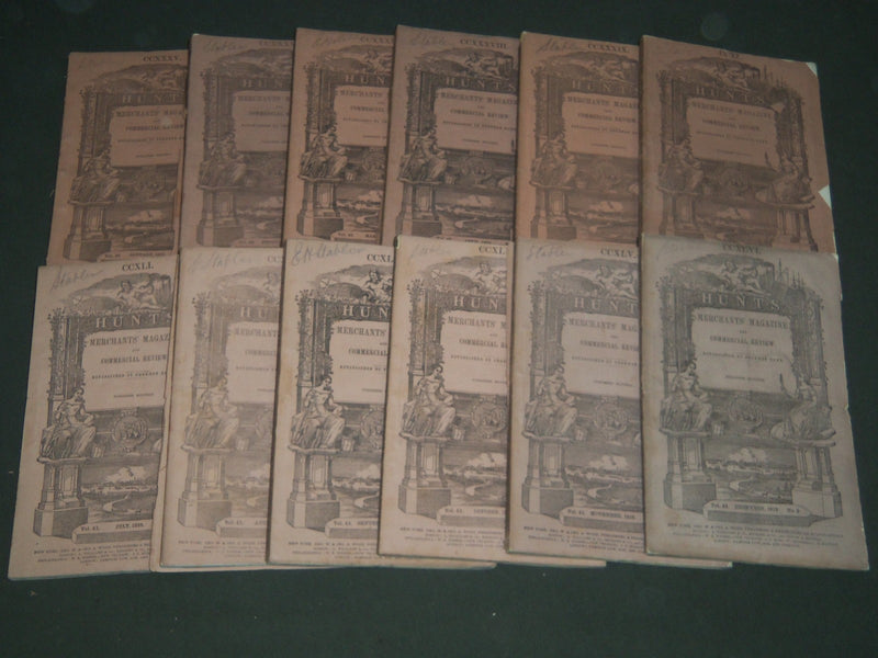 1859 HUNT'S MERCHANTS MAGAZINE AND COMMERCIAL REVIEW LOT OF 12 - WR 340C