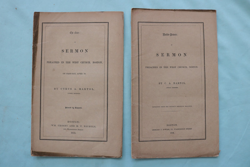1846-1883 C.A. BARTOL SERMON & DISCOURSE BOOKLETS - BOSTON - LOT OF 26- O 3979