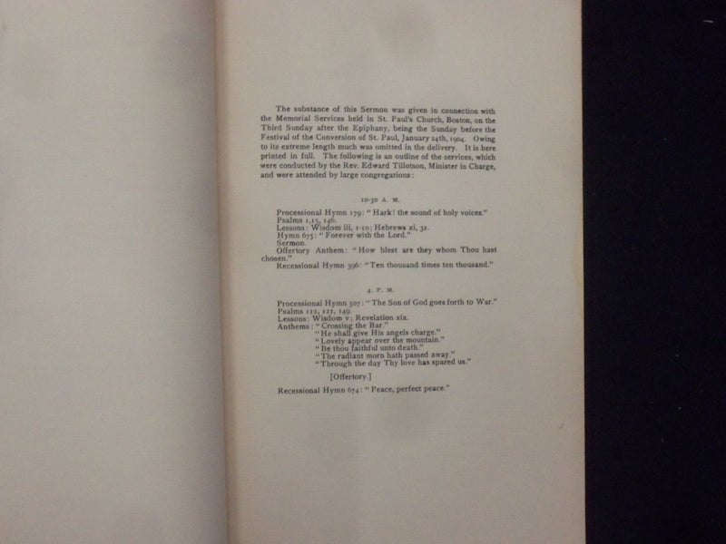 1904 JOHN SUMMERFIELD LINDSAY MEMORIAL SERMON SOFTCOVER BOOKLET - K 229
