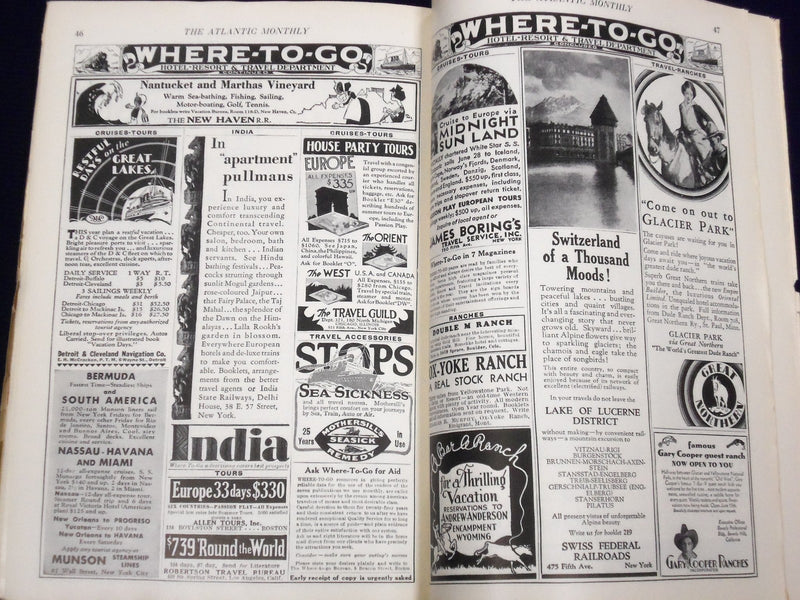 1930 THE ATLANTIC MONTHLY MAGAZINE LOT OF 12 COMPLETE YEAR - GREAT ADS - WR 531