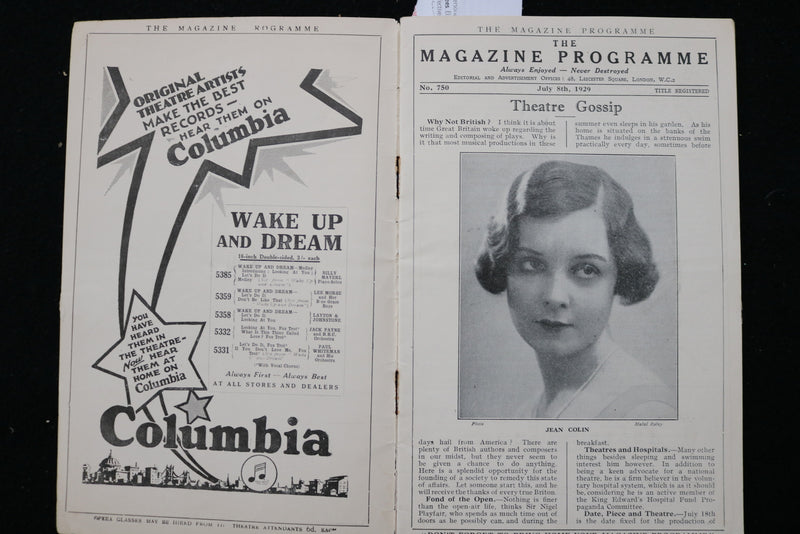 1929 WAKE UP AND DREAM! MAGAZINE PROGRAM - LONDON PAVILION - K 2453