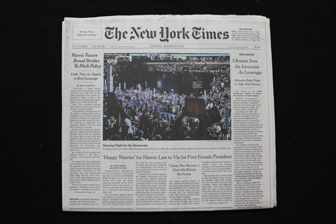 2024 AUGUST 20 NEW YORK TIMES - HARRIS FAVORS BROAD STROKES TO PITCH POLICY