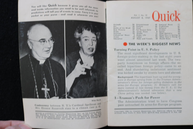 1949 AUGUST 8 QUICK DIGEST MAGAZINE - BING CROSBY COVER - K 2416