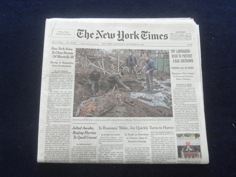 2022 NOVEMBER 30 NEW YORK TIMES - TOP LAWMAKERS RUSH TO PREVENT A RAIL SHUTDOWN