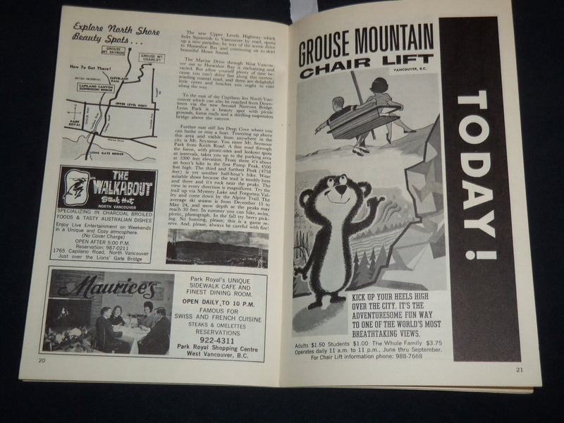 1967 GREATER VANCOUVER VISITORS SHOPPING & ENTERTAINMENT GUIDE BOOK - J 8195