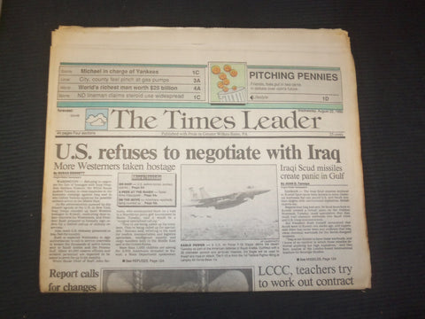 1990 AUG 22 WILKES-BARRE TIMES LEADER -U.S. REFUSES NEGOTIATE WITH IRAQ- NP 7522