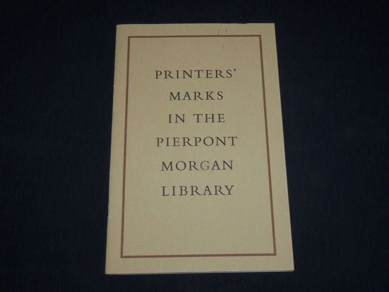 PRINTERS MARKS IN THE PIERPONT MORGAN LIBRARY SOFTCOVER BOOK - J 6505