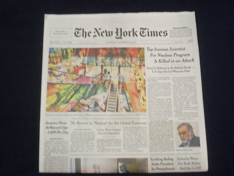 2020 NOVEMBER 28 NEW YORK TIMES - TOP IRANIAN NUCLEAR SCIENTIST KILLED IN ATTACK