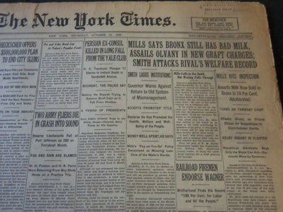 1926 OCTOBER 14 NEW YORK TIMES - MILLS ASSAILS OLVANY ON GRAFT CHARGES - NT 5601