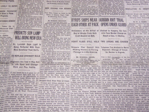 1930 JANUARY 28 NEW YORK TIMES - BYRD'S SHIPS NEAR EACH OTHER - NT 3910