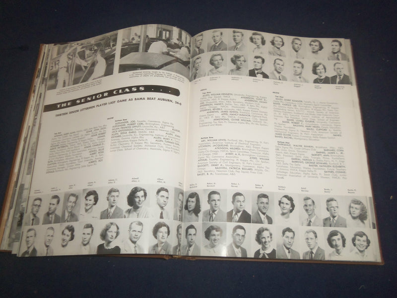 1951 THE COROLLA UNIVERSITY OF ALABAMA YEARBOOK -TUSCALOOSA, ALABAMA - YB 2425