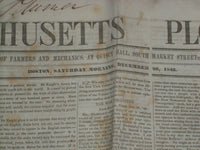 1846 DECEMBER 26 MASSACHUSETTS PLOUGHMAN NEWSPAPER - COMMODORE DECATUR - NP 5140