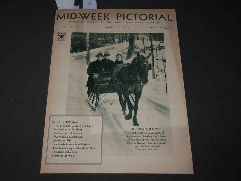 1935 MARCH 2 MID-WEEK PICTORIAL MAGAZINE SECTION - PRESIDENT ROOSEVELT - J 3198