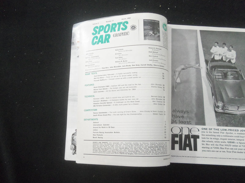 1963 MARCH SPORTS CAR GRAPHIC MAGAZINE - FORD'S TWIN-CAM CORTINA - SP 1521H