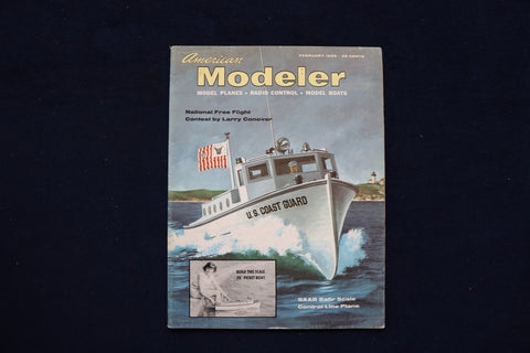 1958 FEBRUARY AMERICAN MODELER MAGAZINE - C.G. PICKET BOAT COVER - E 11452