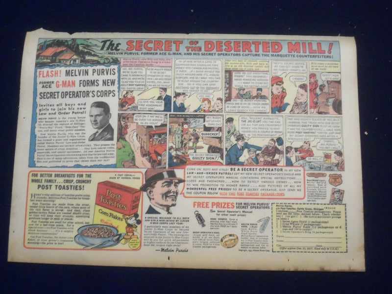 1936-1937 MELVIN PURVIS G-MAN COLOR COMICS ADS - LOT OF 3 - NP 5256