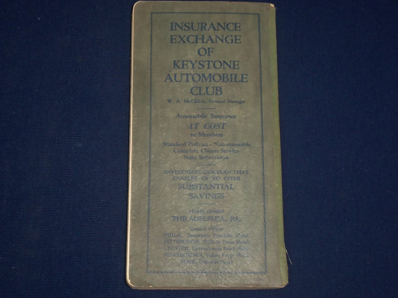 1926 EASTERN TOURS KEYSTONE AUTO CLUB PHILADELPHIA PA GUIDE W/ MAP - J 1878