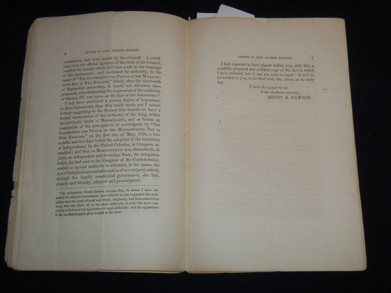 1862 NEW YORK HISTORICAL SOCIETY DECLARATION OF INDEPENDENCE - MASS - J 8882