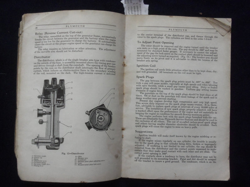 1929 MAY PLYMOUTH INSTRUCTION SOFTCOVER BOOK BY - K 191