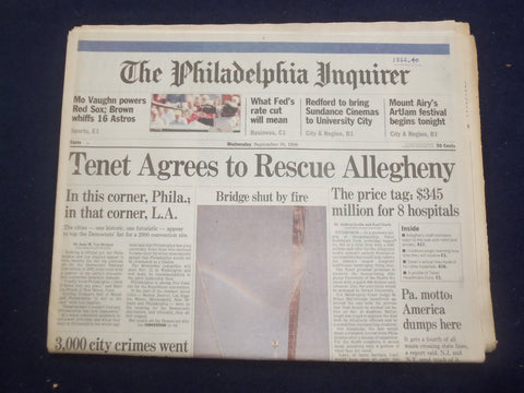 1998 SEP 30 PHILADELPHIA INQUIRER - TENET AGREES TO RESCUE ALLEGHENY - NP 7175
