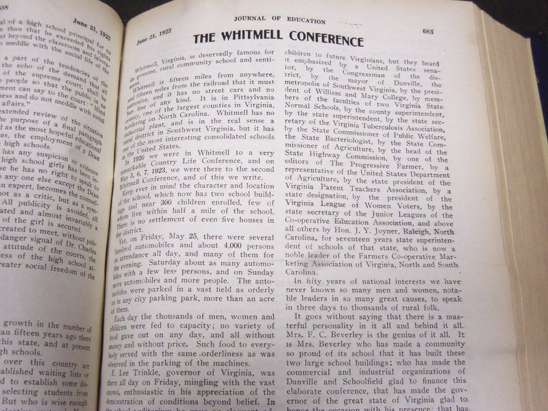 1923 JANUARY-DECEMBER JOURNAL OF EDUCATION BOUND VOLUME - COMPLETE YEAR - R 933