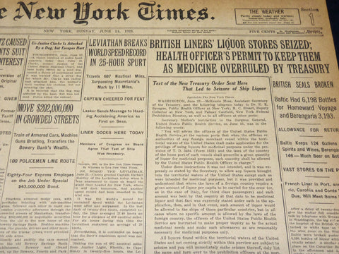 1923 JUNE 24 NEW YORK TIMES - LEVIATHAN BREAKS WORLD SPEED RECORD - NT 8726