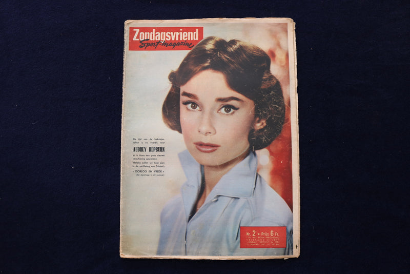 1957 JANUARY 10 ZONDAGSVRIEND MAGAZINE - AUDREY HEPBURN COVER - DUTCH - E 23840