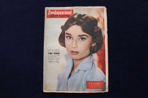 1957 JANUARY 10 ZONDAGSVRIEND MAGAZINE - AUDREY HEPBURN COVER - DUTCH - E 23840