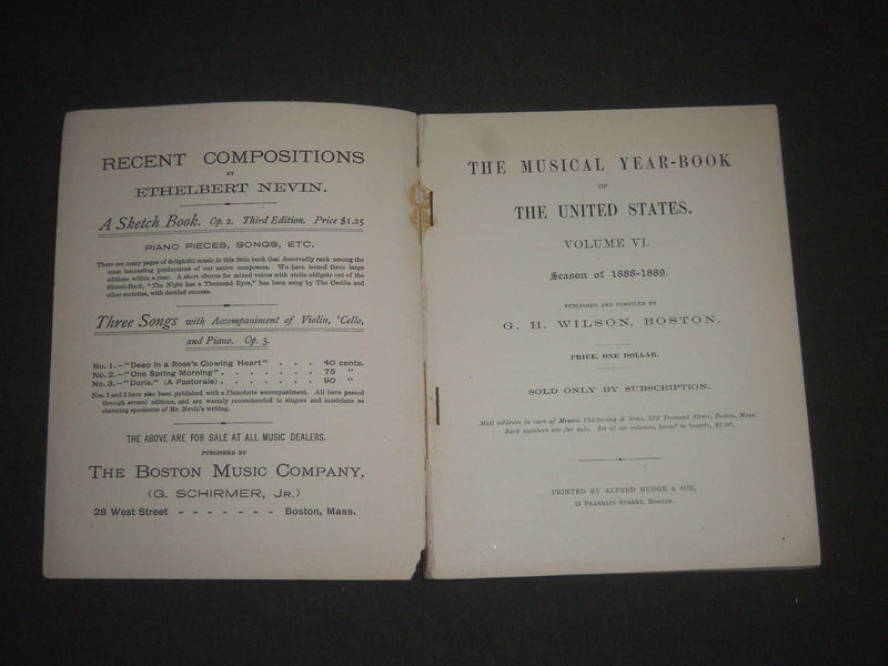 1888-1889 THE MUSICAL YEARBOOK OF THE UNITED STATES VOLUME NO. 6 - J 2532