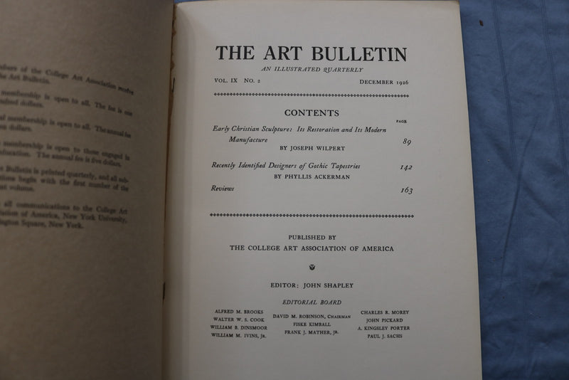 1926 DECEMBER THE ART BULLETIN SOFTCOVER BOOK -COLLEGE ART ASSOCIATION - KD 9589