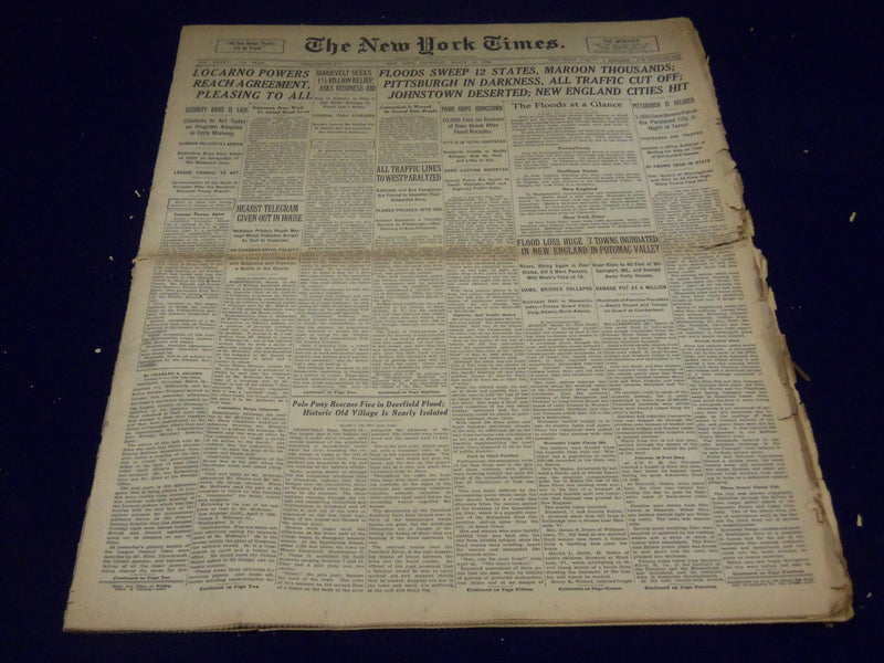 1936 MAR 19 NEW YORK TIMES - JOHNSTOWN DESERTED, PITTSBURGH IN DARKNESS- NT 1849