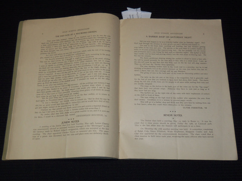 1907 MAY THE MESSENGER WICHITA HIGH SCHOOL COMMENCEMENT PROGRAM - J 7900