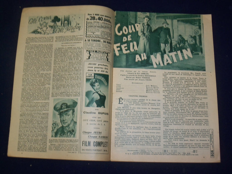 1953 MAY 12 FILM COMPLET MAGAZINE - JOEL MC CREA COVER - FRENCH - B 6531