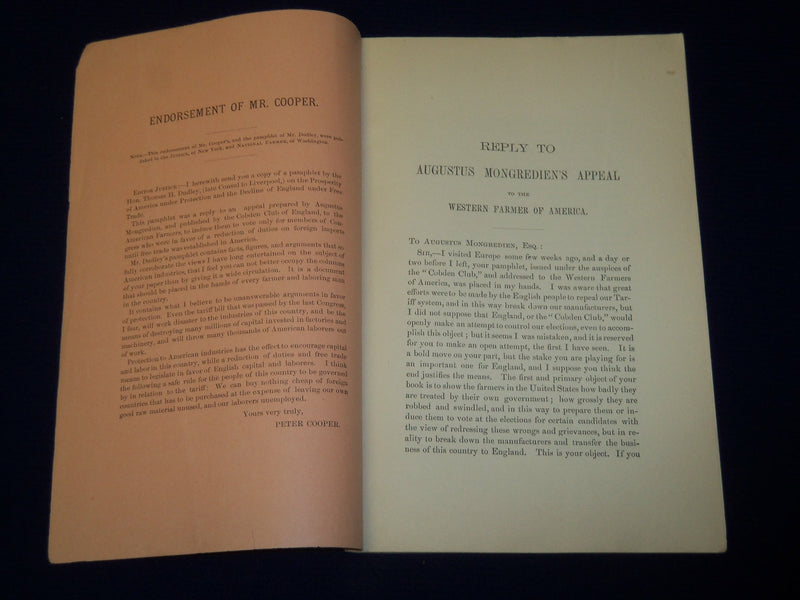 1883 AUGUSTUS MONGREDIEN'S APPEAL REPLY BOOK BY THOMAS H. DUDLEY - J 4443