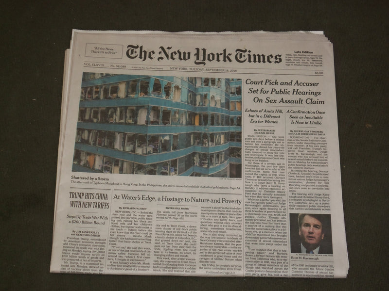 2018 SEP 18 NEW YORK TIMES - BRETT KAVANAUGH & CHRISTINE BLASEY FORD TO TESTIFY