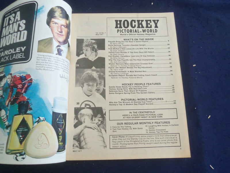 1977 MAY HOCKEY PICTORIAL-WORLD MAGAZINE - REG LEACH COVER - ST 267D