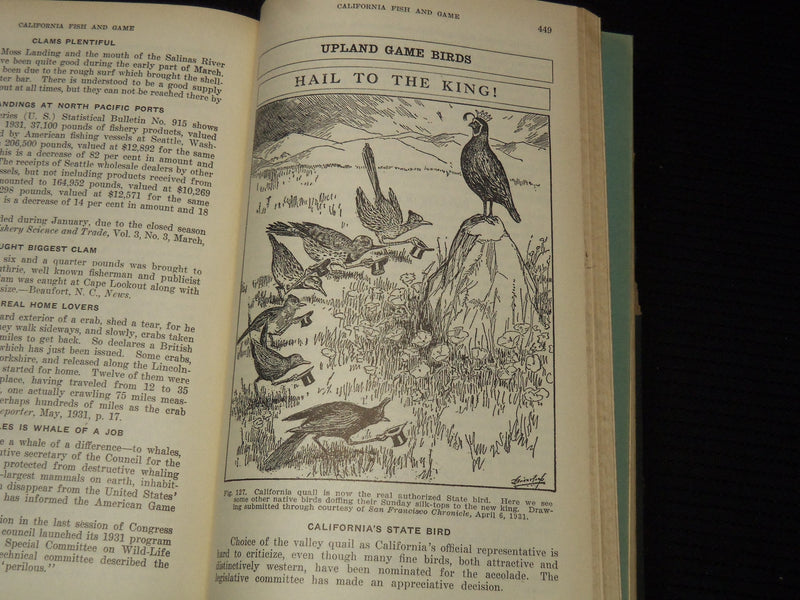 1930-1939 CALIFORNIA FISH AND GAME MAGAZINE BOUND VOLUME LOT OF 10 `- KD 10C