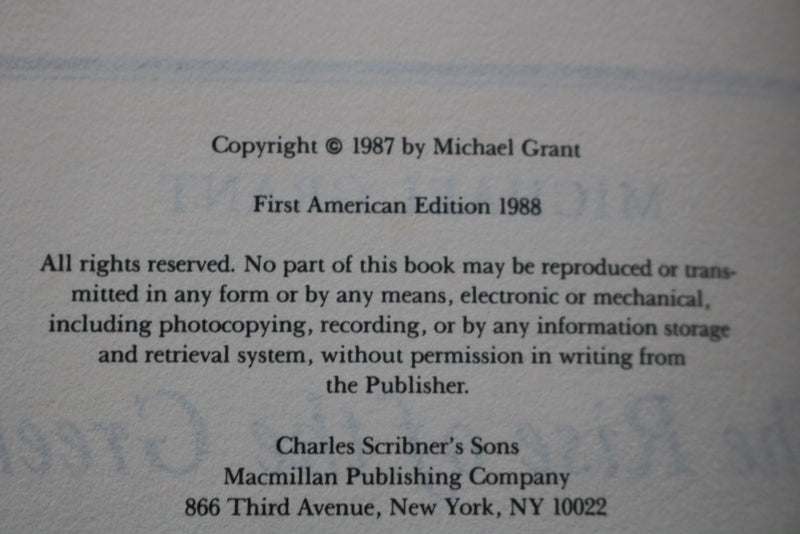 1988 THE RISE OF THE GREEKS HARDCOVER BOOK BY MICHAEL GRANT - KD 9661