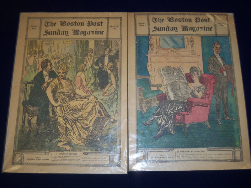 1920-1921 BOSTON POST SUNDAY MAGAZINE LOT OF 6 CHARLES D. GIBSON COVERS -NP 1465