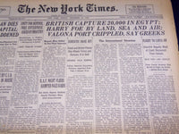 1940 DECEMBER 13 NEW YORK TIMES - BRITISH CAPTURE 20,000 IN EGYPT - NT 2748