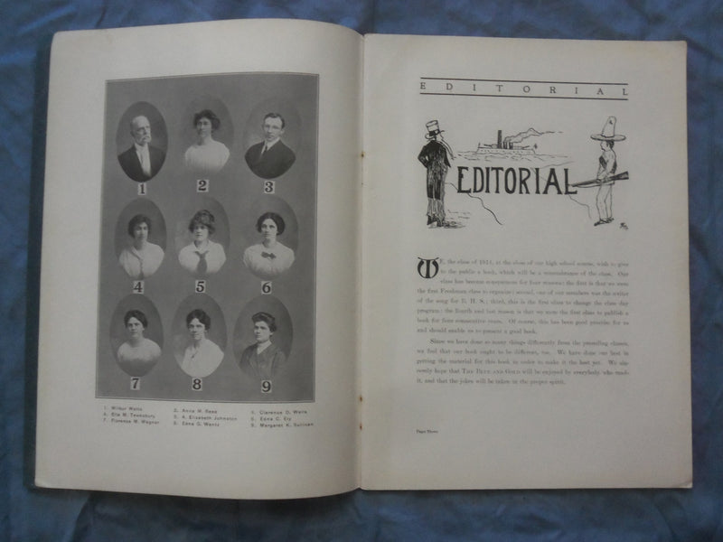 1914 THE BLUE AND GOLD BURLINGTON HIGH SCHOOL YEARBOOK -BURLINGTON, NJ - YB 3387