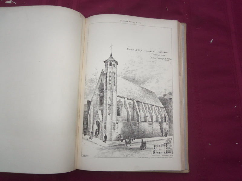 1898 JAN-DEC THE BUILDER U. K. MAGAZINE BOUND VOLUMES - 2 VOLS - FOLD OUTS - C 4